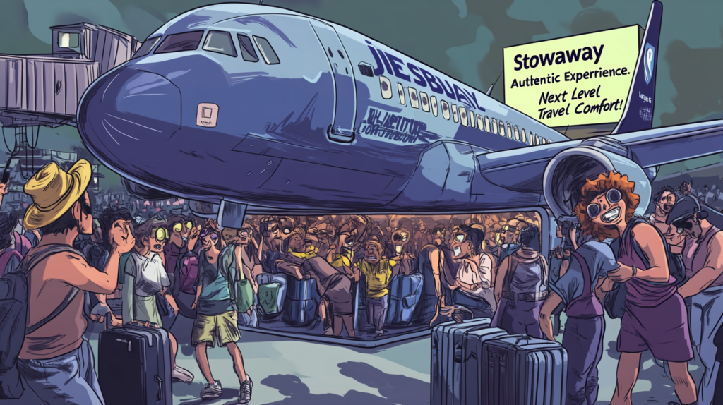 a cartoon of a plane with people around it