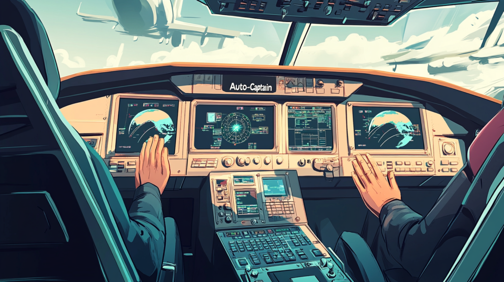 a person in a cockpit of a plane