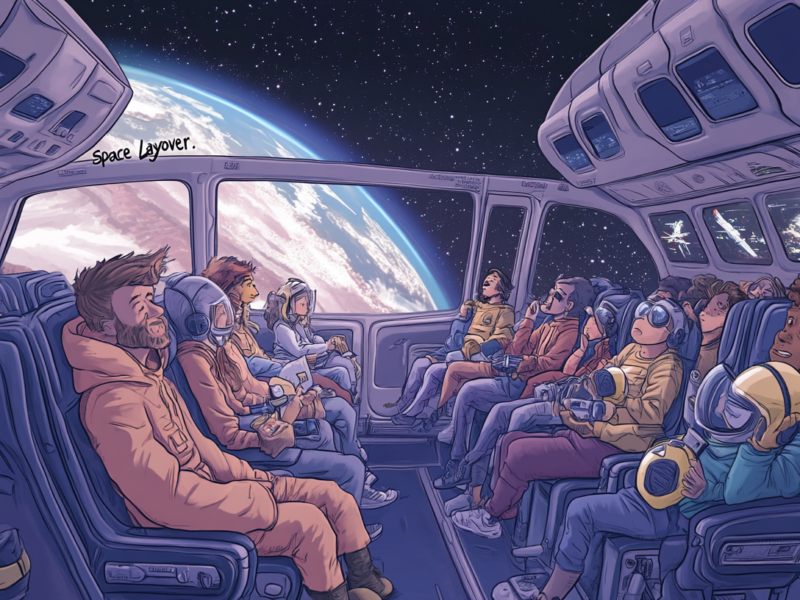 a group of people in a space ship