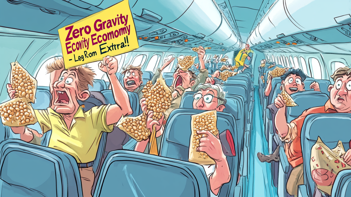 a cartoon of people on an airplane