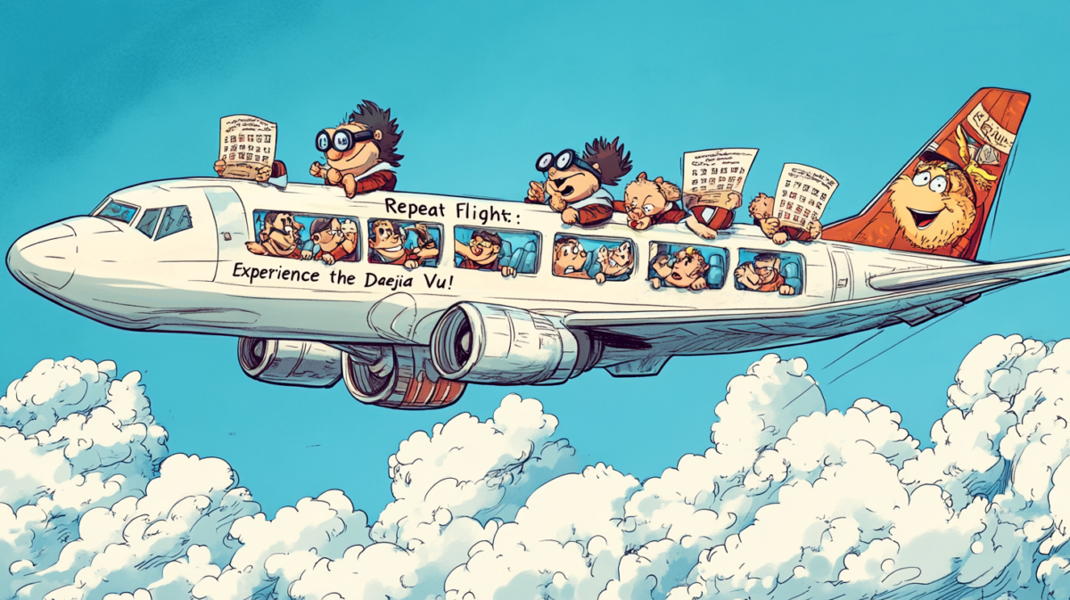 cartoon of people on a plane