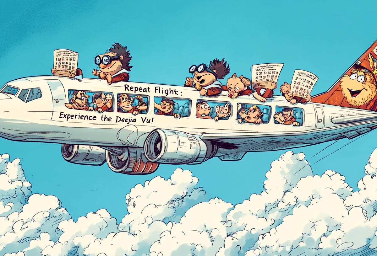 cartoon of people on a plane