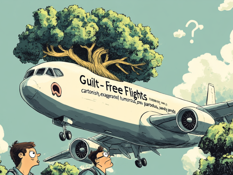 a cartoon of a plane with a tree in the air