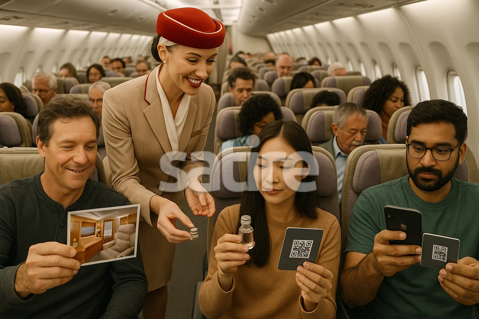a group of people on an airplane
