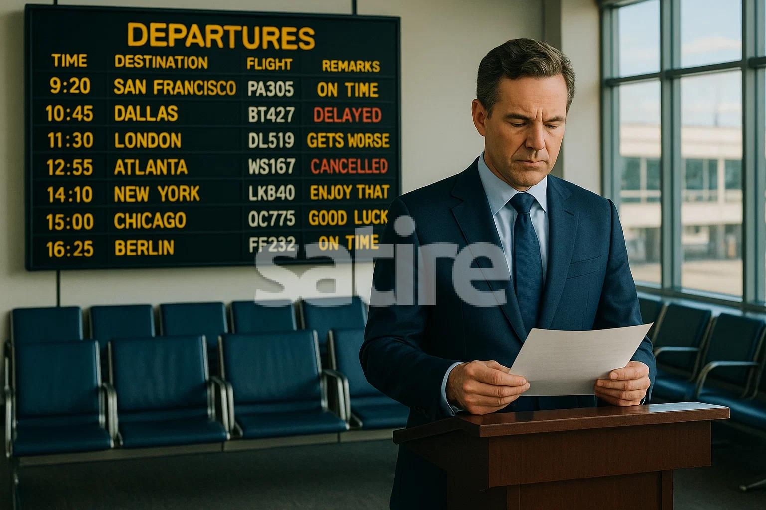 a man in a suit reading a piece of paper