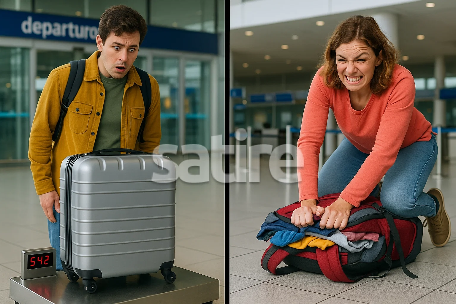 a man and woman pulling luggage