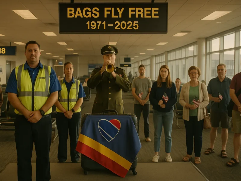 a group of people standing in a building with a soldier playing a trumpet