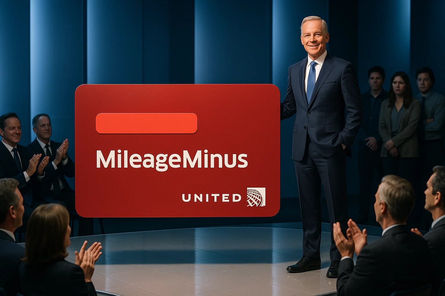 A man in a suit stands in front of a sign.
