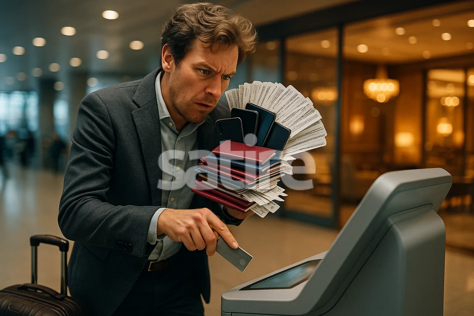 a man holding a stack of tickets