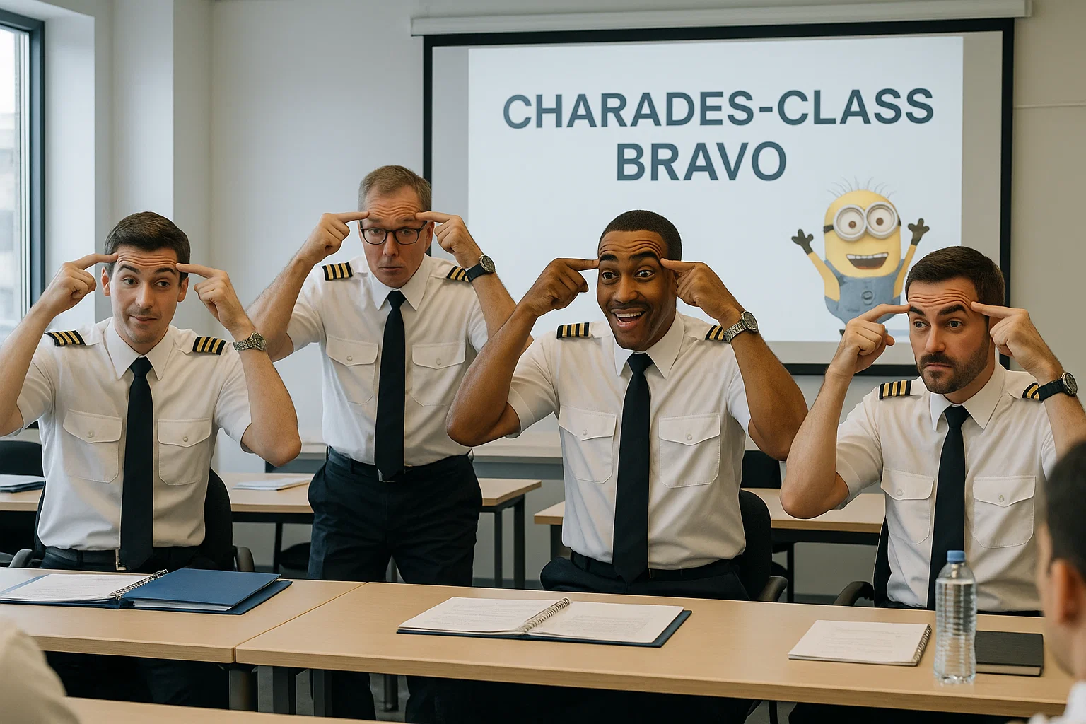 pilots practicing eyebrow commands