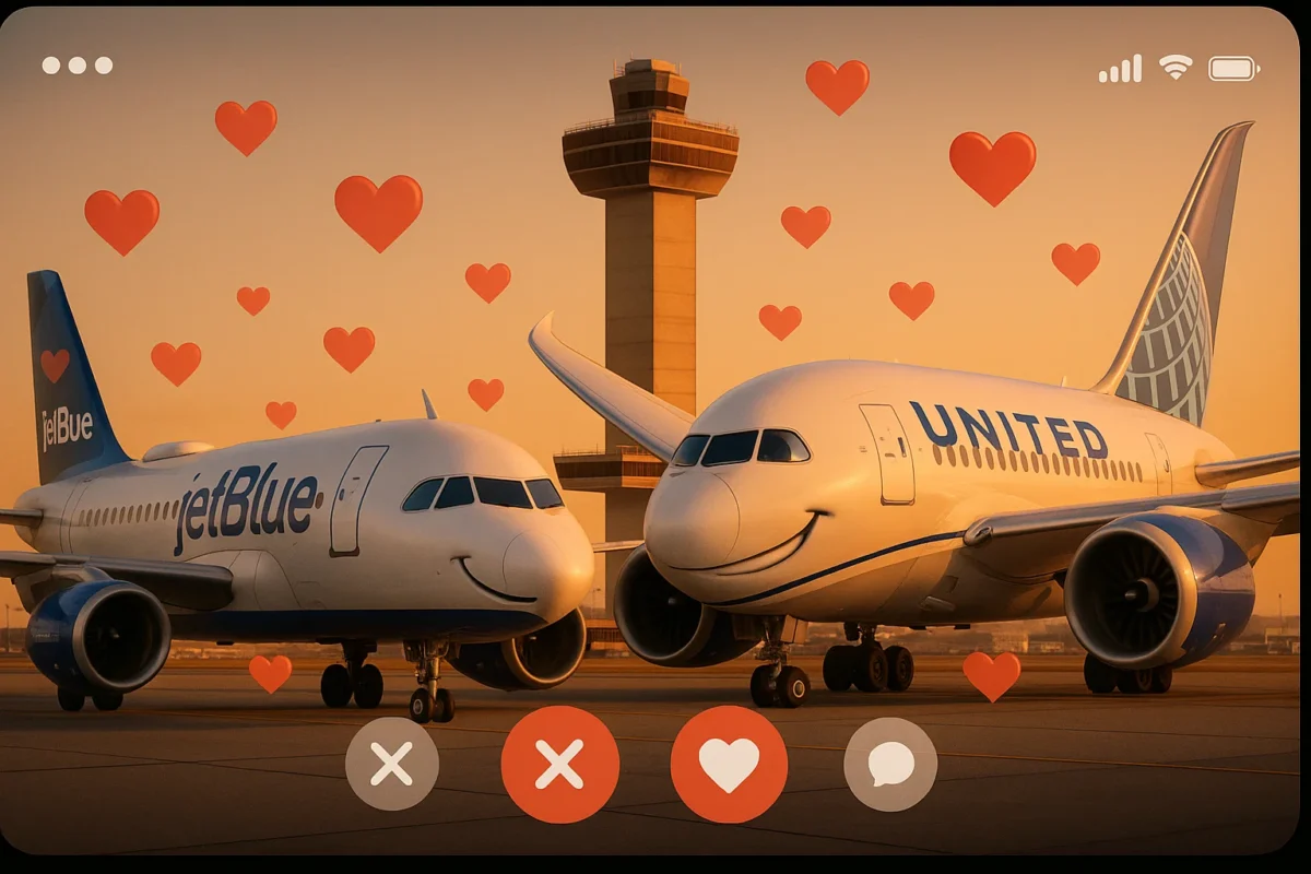 two airplanes on the runway