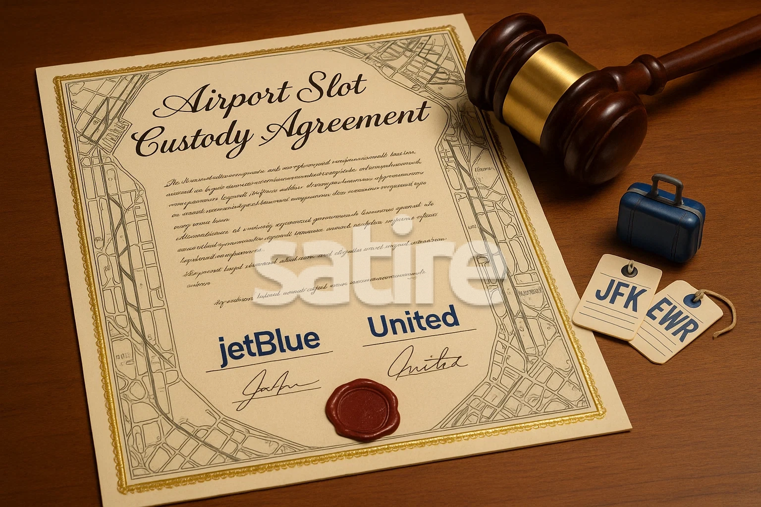 a legal document with a gavel and a stamp