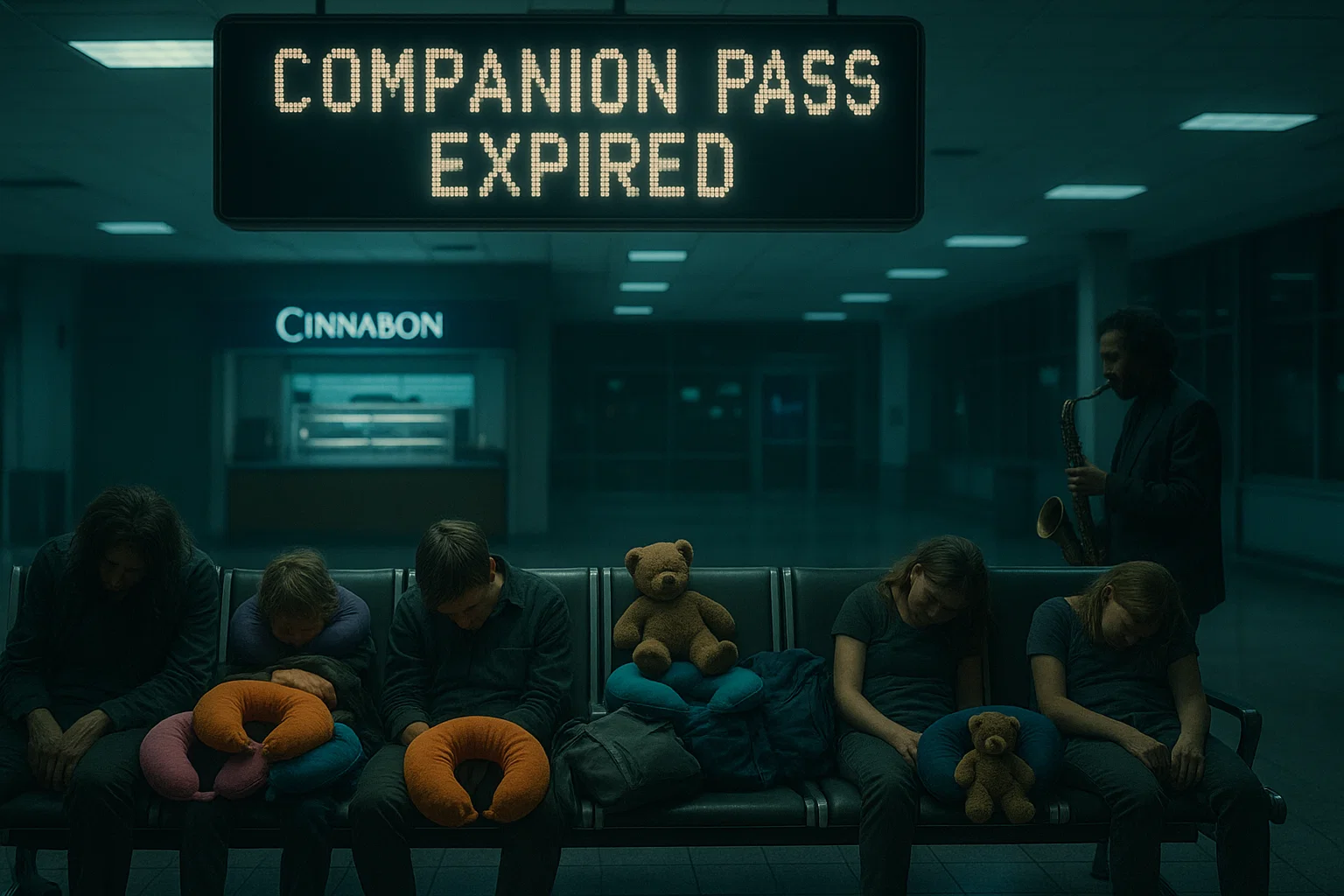 a group of people sitting on a bench with stuffed animals