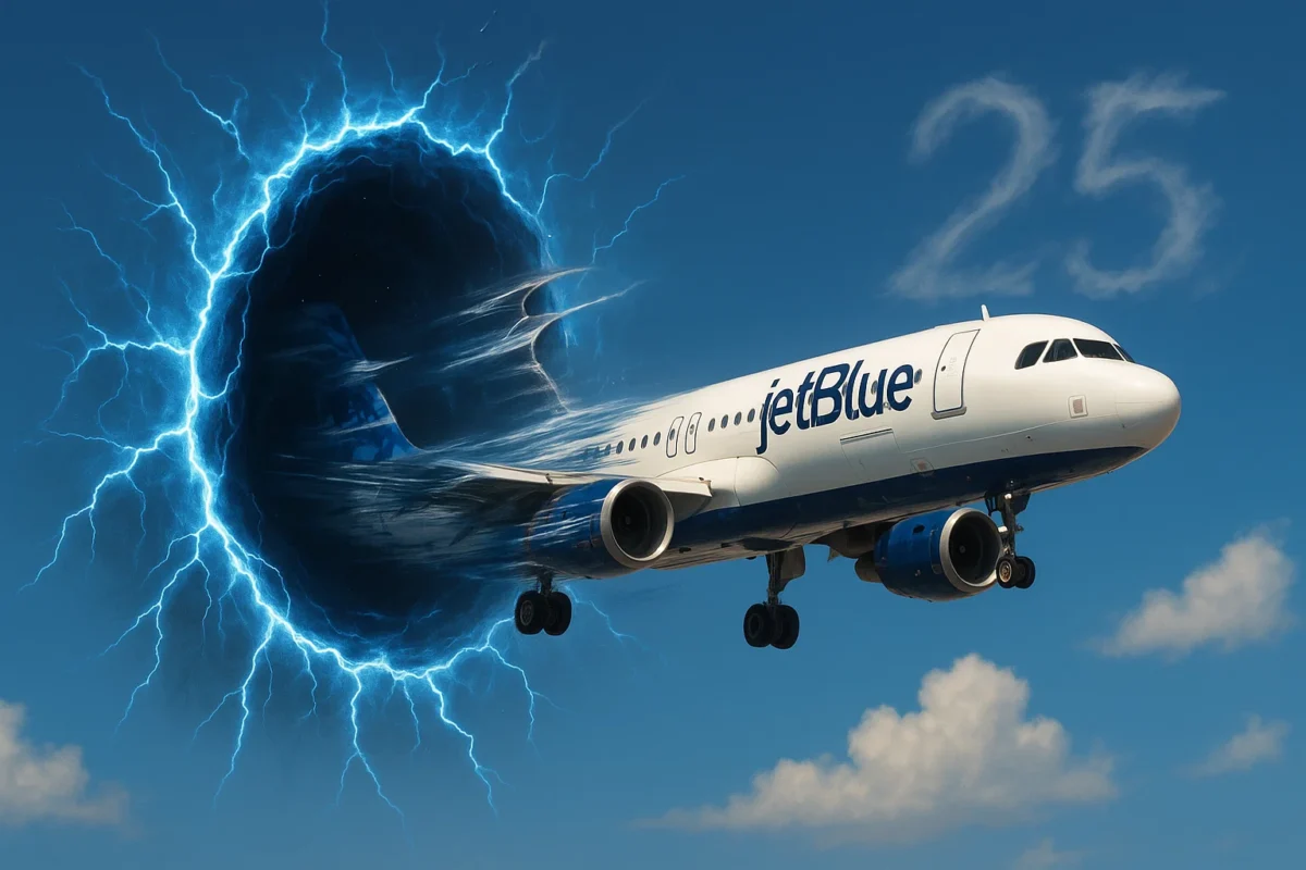 a jet plane coming out of a hole in the sky