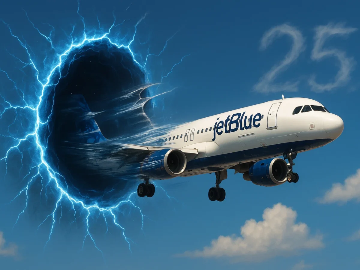 a jet plane coming out of a hole in the sky