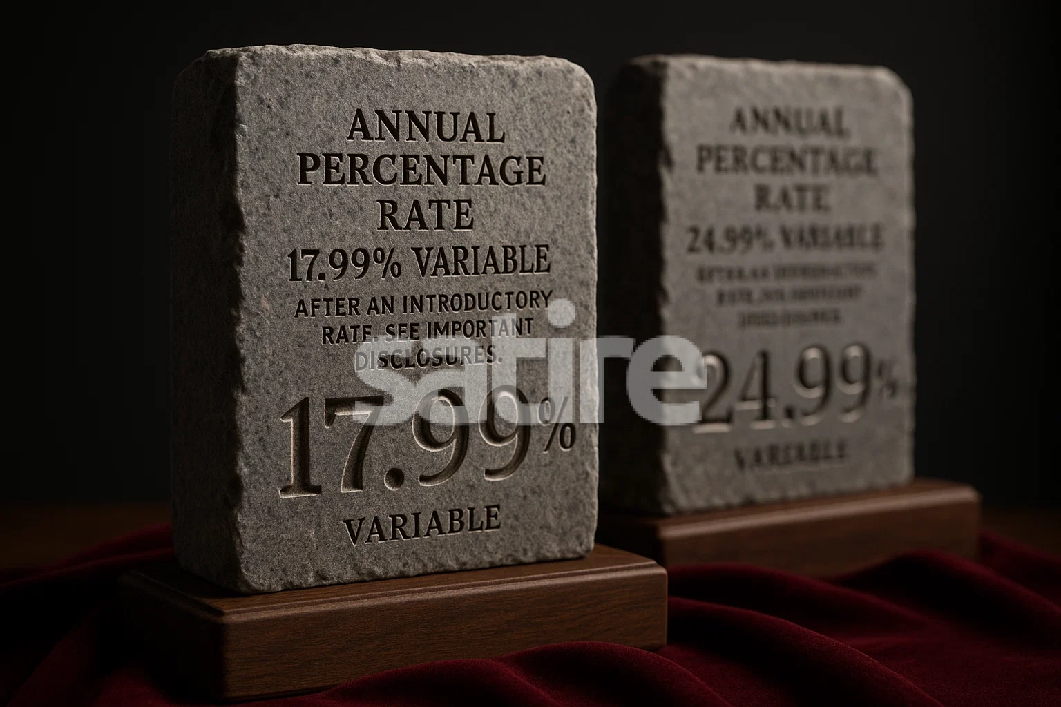 a pair of stone blocks with text on them