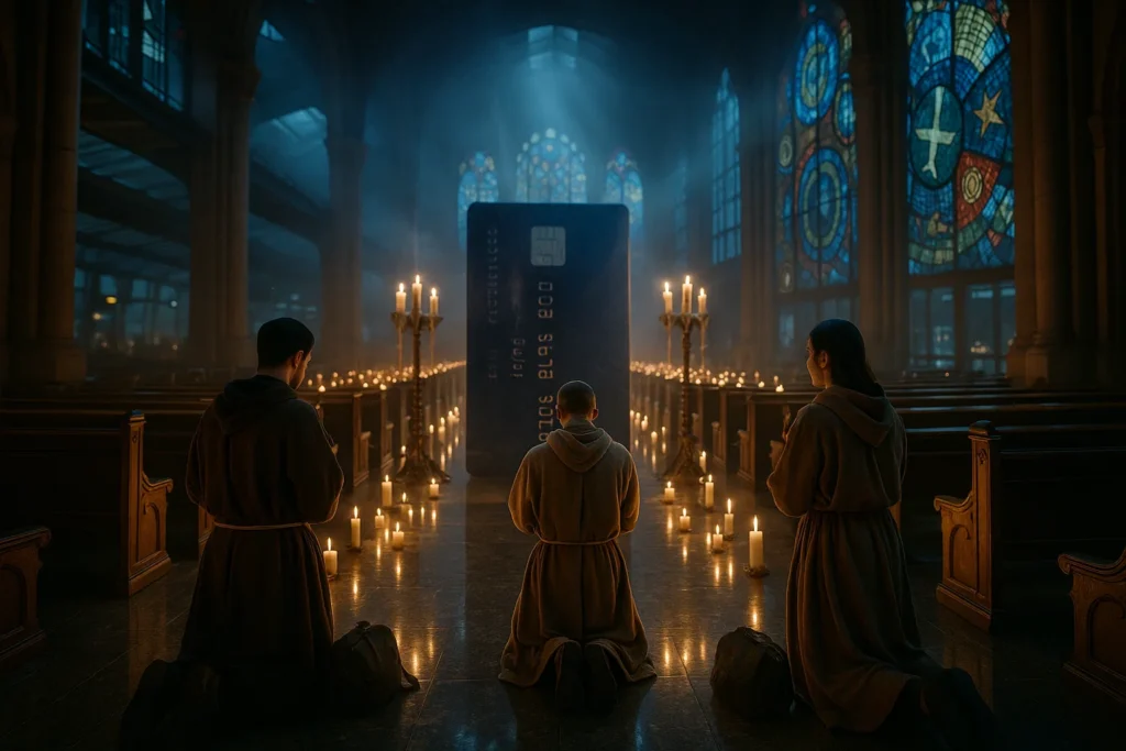 a group of people in a church