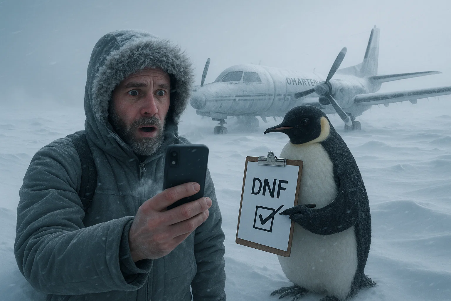 a man taking a selfie with a penguin
