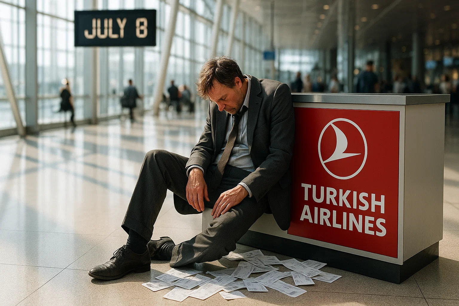 a man sitting on the floor with paper on the ground